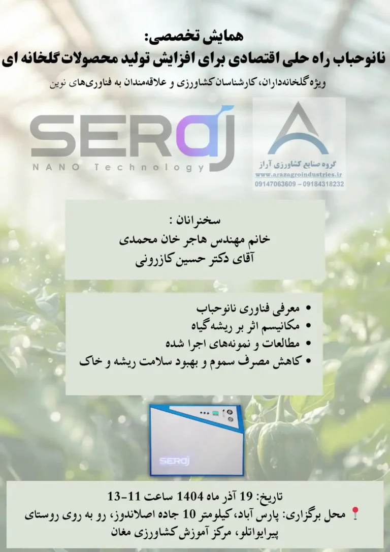 همایش تخصصی «نانوحباب؛ راه‌حلی اقتصادی برای افزایش تولید محصولات گلخانه‌ای» به‌زودی در پارس آباد برگزار می‌شود